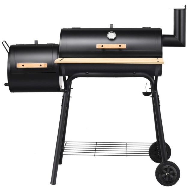 Costway BBQ-ψησταριά με κάρβουνα με ρόδες, καροτσάκι ψησταριάς με καπάκι, εξωτερική ψησταριά 115 x 65 x 108 cm Μαύρο NP10876