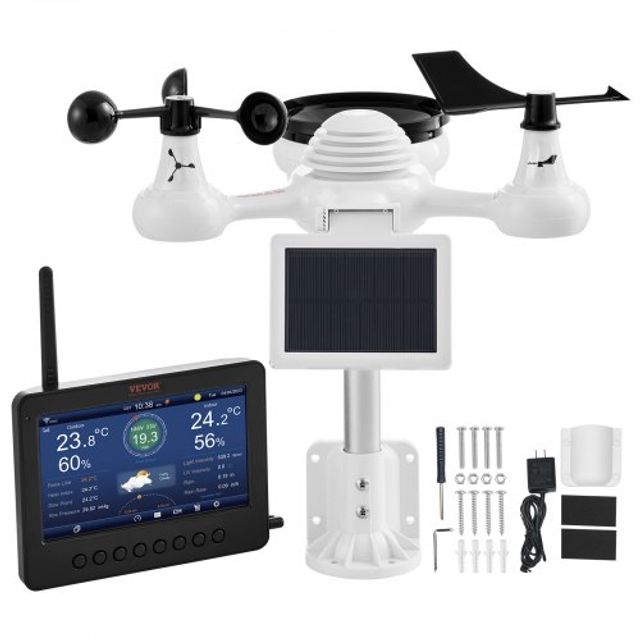 VEVOR 7-σε-1 Wi-Fi Μετεωρολογικός Σταθμός με Ασύρματο Αισθητήρα Εξωτερικού Χώρου TYN70TFTWIFI71ZZTV2