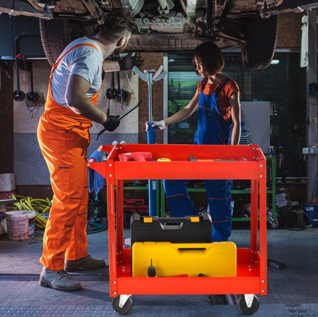 Καρότσι Μεταφοράς με Χερούλι από Ανθεκτικό Μεταλλικό Πλαίσιο - Κόκκινο TH10053RE Costway