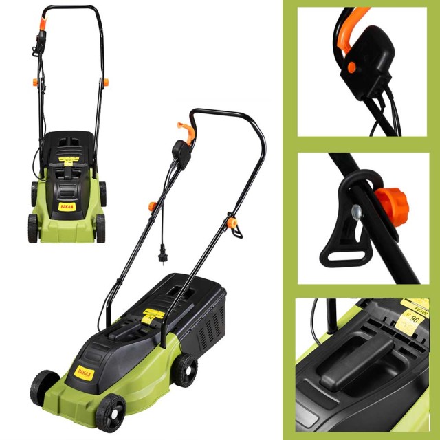 BAKAJI Ηλεκτρική Χλοοκοπτική Μηχανή A5099 Κινητήρας 1000W Κουρευτική Μηχανή Κοπής 25/40/55mm Δοχείο 25L 02830749