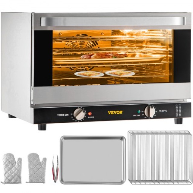 Επαγγελματικός Φούρνος VEVOR 47L, 1600W, 4 Επίπεδα, 220V, ETL  RFXHLO40L220VLV9EV2