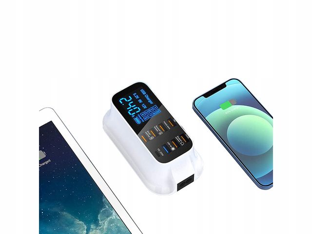 Verk Group Επιτραπέζιος Φορτιστής 8 Θυρών USB QC 3.0 & Type C με Οθόνη LED 40W για Γρήγορη Φόρτιση Συσκευών 5907451330135