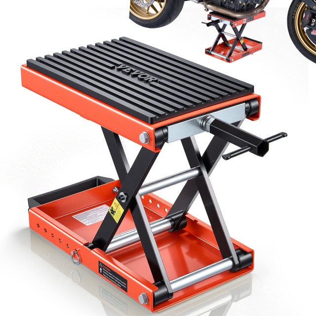 VEVOR Ανυψωτικό Μοτοσικλέτας Ψαλίδι 680 kg με Φαρδιά Πλατφόρμα και Πείρο Ασφαλείας, Κεντρικός Γρύλος 105-350 mm, Χαλύβδινο για Street, Cruiser και Touring Μοτοσικλέτες MTCXXSJJ1500GRMY1001V0