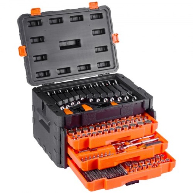 VEVOR Σετ Καρυδάκια 450 Τμχ με 6.4/9.5/12.7 mm Δίσκο και Πορτοκαλί Συρτάρι JXGJ143812SAEFGIH002V0