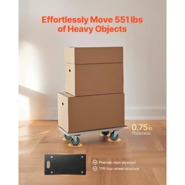 VEVOR Έπιπλο Dolly 551 lbs με 4 Αθόρυβους Τροχούς TPR JJBYTCPBJHB236VS4V0