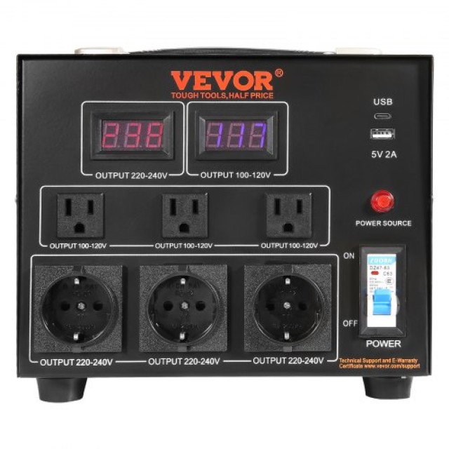 Μετασχηματιστής Τάσης VEVOR 5000W, Βαρέως Τύπου, CE Πιστοποιημένος DYZHQ110V230VQLPQV2
