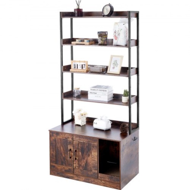 Κρυφή Ξύλινη Λεκάνη Γάτας VEVOR με 4 Ράφια  DHWCBBSNJSMSEYD6AV0