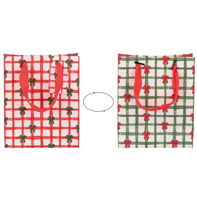 Villa dEste Home Σετ 12 τμχ Τσάντα Δώρου 16x8x195 cm από Χαρτί με Υφασμάτινες Λαβές - Χριστούγεννα με Χιονονιφάδες 5923578