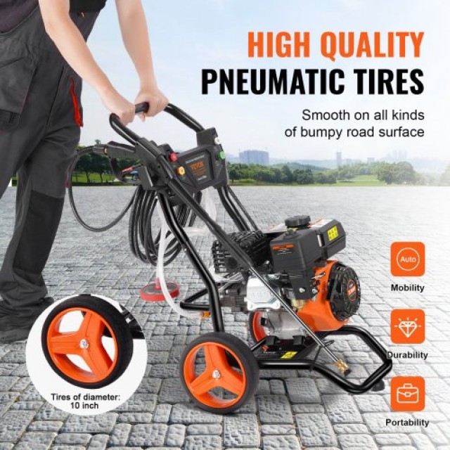VEVOR Πλυστικό Μηχάνημα Βενζίνης 3400 PSI 2.6 GPM με 5 Ακροφύσια για Αυτοκίνητα Κάθετο RYGYQXJLBLS12CK4AV0