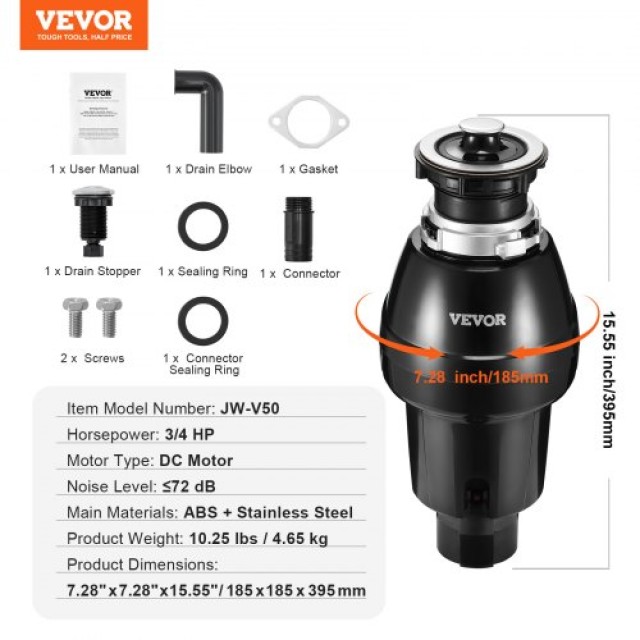 VEVOR Απορριμματοφάγος 3/4 HP 3930 RPM EZ Connect GDLJCLQ34HPZ3F8YUV2