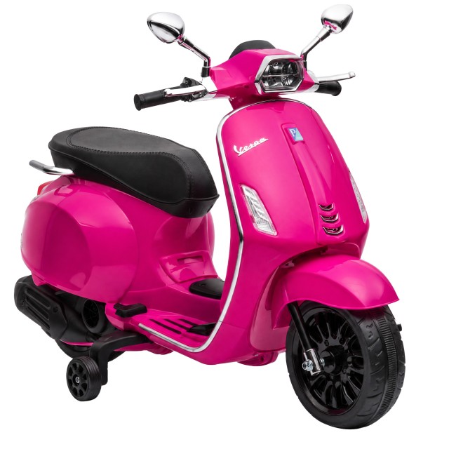 AIYAPLAY Παιδική Ηλεκτρική Vespa με Άδεια, Ρόδες, Φανάρι και Μουσική, 107x47x73 εκ., Ροζ 370-320V90PK