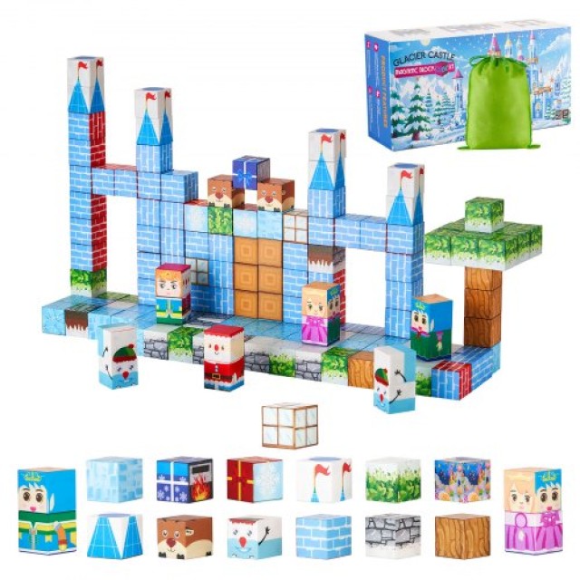 VEVOR Μαγνητικά Τουβλάκια 150 PCS Σετ Κάστρου Glacier STEM Μοντεσσόρι Αισθητηριακά Παιχνίδια CLKGNBBCCB10KYF3L001V0