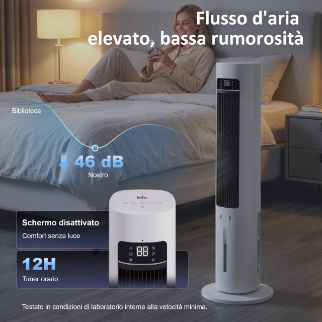 HOMCOM Εξατμιστικός Ψύκτης Αέρα, 3L Δοχείο, 48° Περιστροφή, 3 Ταχύτητες και Λειτουργίες, Λευκός 824-152V90WT