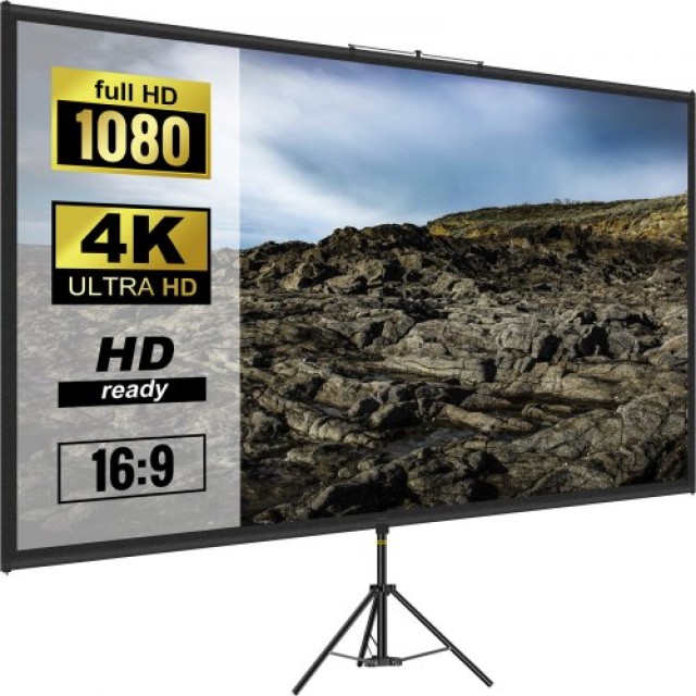 VEVOR Τρίποδο Οθόνη Προβολέα 60 16:9 4K HD με Ρυθμιζόμενο Ύψος για Εσωτερική & Εξωτερική Χρήση  TYPMDZCY60169TJZJV0