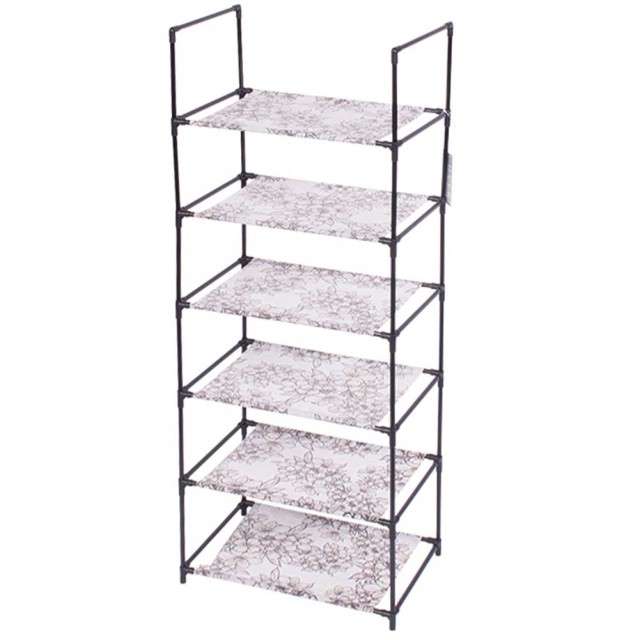 ENRICO COVERI Συμπαγής Παπουτσοθήκη Slim Εξοικονόμησης Χώρου με 6 Ράφια για Παπούτσια, Ιδανική για Σπίτι και Κάμπινγκ, 43x107x29, Μπεζ 02813742