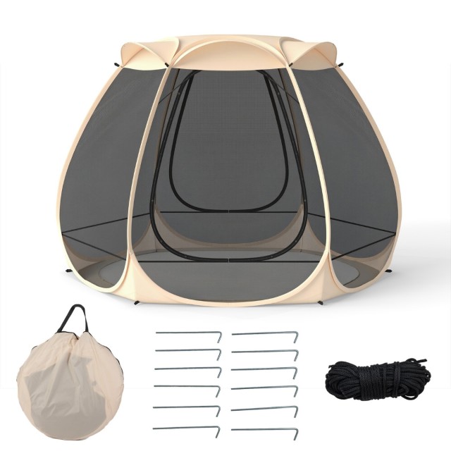 Costway Πτυσσόμενη Εξωτερική Σκηνή Pop-up Pavillon για 4–6 Άτομα με Περιμετρικό Δίχτυ NP12752SA
