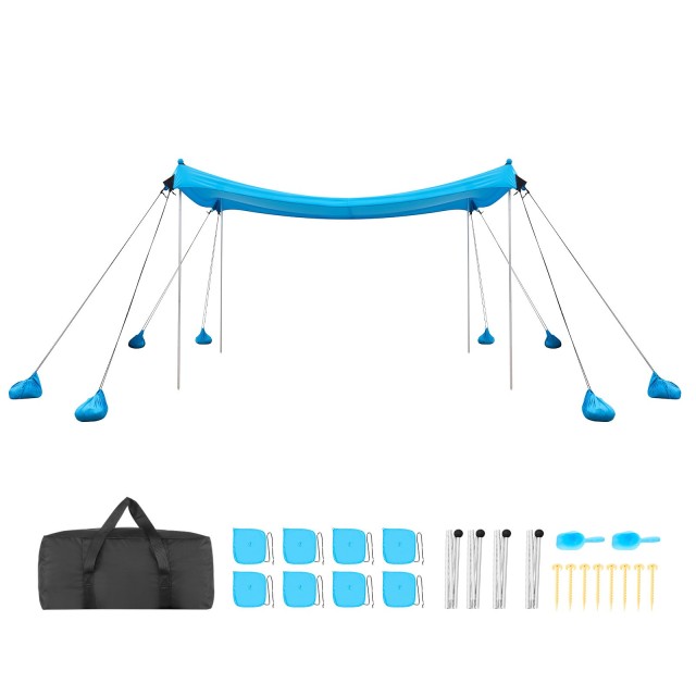 VEVOR Σκηνή Παραλίας με Προστασία UPF50+, Ύψος 2μ, Διαστάσεις 3x3μ, Εύκολη Ανάπτυξη με 8 Σακίδια Άμμου και Στύλους Σταθερότητας ZPSTPZPSTPSJOK49B001V0