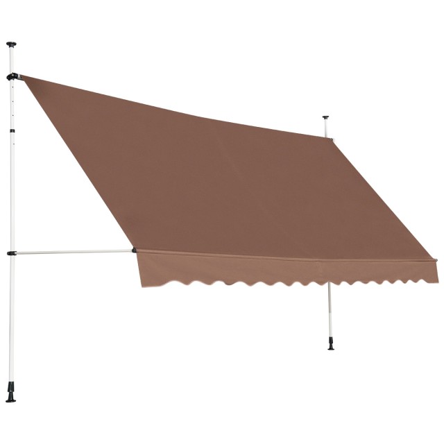 Costway  Κλασική καφέ τέντα 400 cm για μπαλκόνι, UV-ανθεκτική & χωρίς τρυπήματα – Ρυθμιζόμενο ύψος OP70315CF