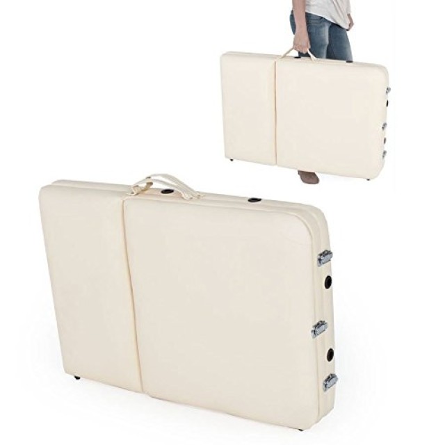 BAKAJI  Πτυσσόμενο Αλουμινένιο Κρεβάτι Μασάζ 3 Ζωνών Φυσικοθεραπείας SPA Μπεζ 12kg + Τσάντα 01824797