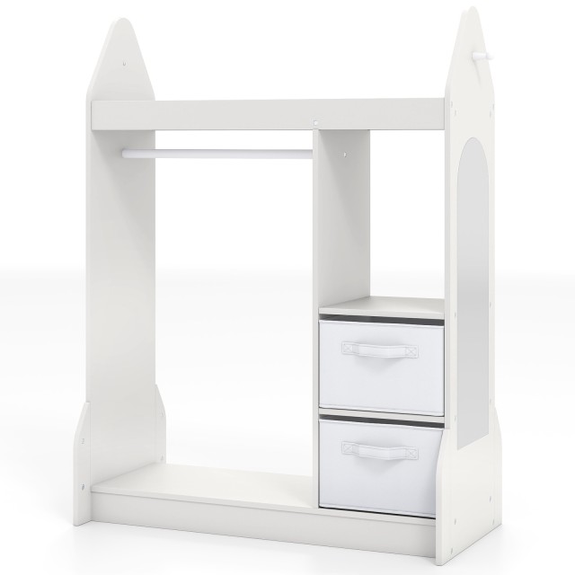 Costway Παιδική ΝτουλάπαΓκαρνταρόμπα με Ακρυλικό Καθρέφτη και Κρεμάστρες - Λευκό 107 x 81 x 38 εκ TP10455WH