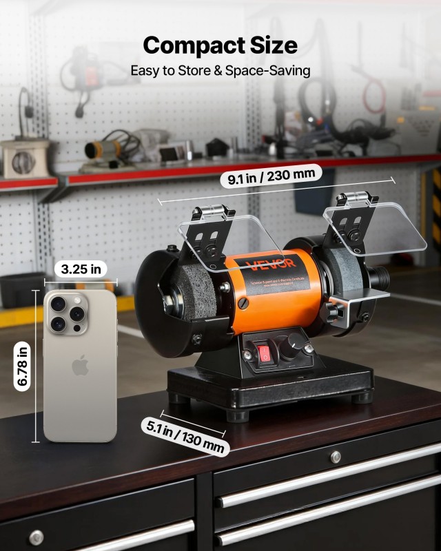 VEVOR Γυαλιστικό Πάγκου 8300-10600 σ.α.λ. με Ρυθμιζόμενη Ταχύτητα και Σετ 100 Αξεσουάρ STPGJWSDJ328B4CUJ001V2