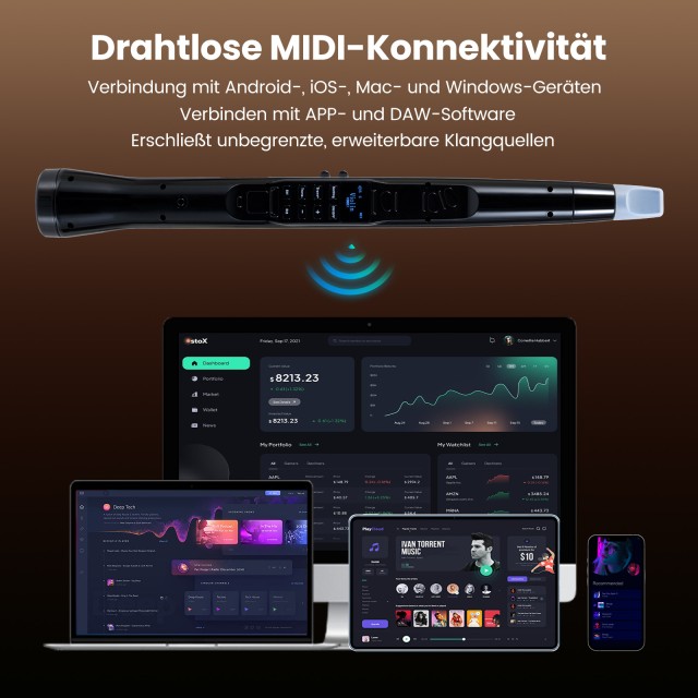 Costway Φορητό Ψηφιακό Σαξόφωνο με Ηχείο HIFI και Ασύρματο MIDI, 100 Ήχοι, Μαύρο MU10115DE-DK