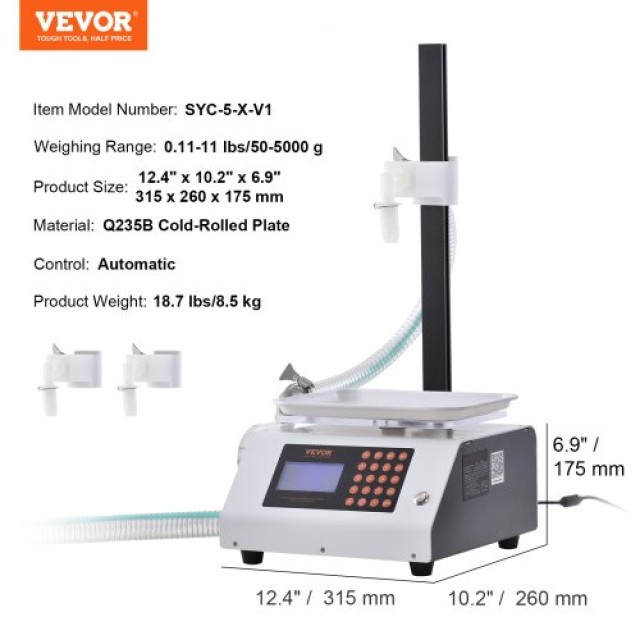 Αυτόματη Μηχανή Γεμίσματος Υγρών VEVOR (50-5000 g) για Μέλι, Λάδι, Κρασί, Απορρυπαντικό (Μονή Ακροφύσιο) WSDBGYGZJWXX420VCV2