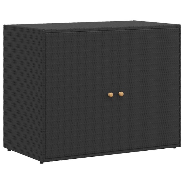 vidaXL Ντουλάπα Αποθήκευσης Κήπου Μαύρη 100x55,5x80 εκ. Πολυ Ρατάν 319868