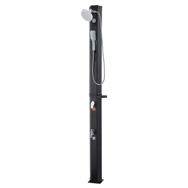 VEVOR Υπαίθριο Ηλιακό Ντους 40L, Ύψος Ντους 205cm, Με Χειροκίνητη Λαβή & Βρύση Ποδιών, Ρύθμιση Ζεστού & Κρύου Νερού, Μαύρο TYNLYQHSPVCL8QSDL001V0