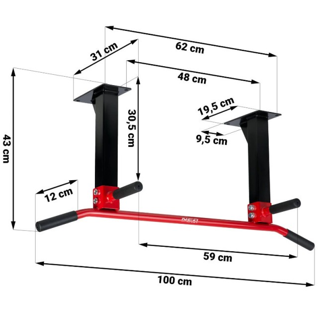 Μονόζυγο Πόρτας 31cm έως 90kg Κόκκινο NS-316 Neo-Sport