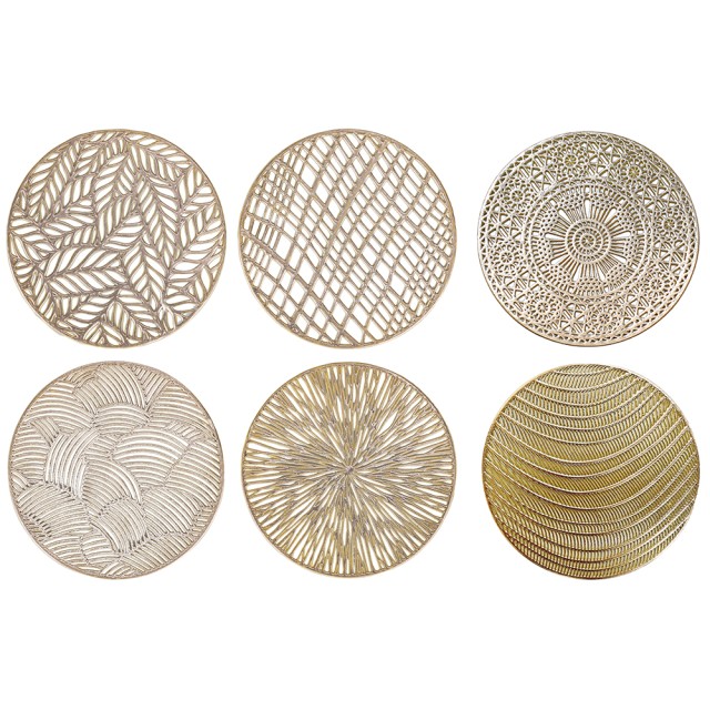 Villa dEste Home Σετ 6 Στρογγυλών Σουβερ Διαμέτρου 10 εκ. σε Χρυσή Απόχρωση 5924526