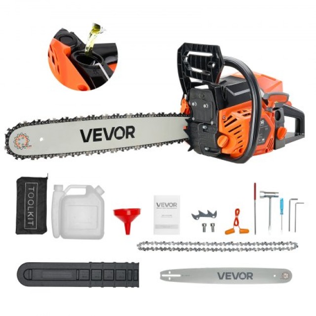VEVOR Αλυσοπρίονο Βενζίνης 62cc 3.6 HP 20 ιντσών για Κοπή Ξύλου RQLJ20YCECC6X42C2001V0