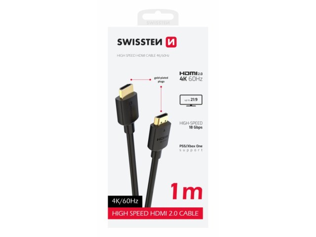 SWISSTEN Καλώδιο HDMI 4 μέτρα σε HDMI 4K 60Hz, PVC 8595217487505