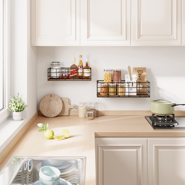 BAKAJI  Σετ 4 Ράφια Τοίχου Βιομηχανικού Σχεδιασμού από Ξύλο Καρυδιάς για Σκάλισμα και Διακόσμηση Τοίχου 02841430