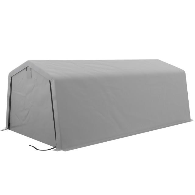 Outsunny Car and Party Tent με 2 πλαϊνά παράθυρα, από γαλβανισμένο ατσάλι και PE, 618x265/330x240 cm, ανοιχτό γκρι 84C-451V01LG