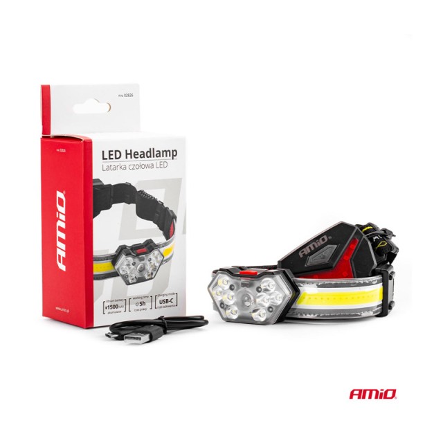 Επαναφορτιζόμενος Φακός Κεφαλής LED COB LH04 AMiO 02826