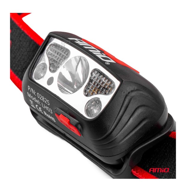 Επαναφορτιζόμενος Φακός Κεφαλής LED XPE+2LED+2SMD 180FLUX 1200mAh LH03 AMiO 02825