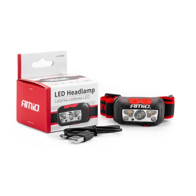 Επαναφορτιζόμενος Φακός Κεφαλής LED XPE+2LED+2SMD 180FLUX 1200mAh LH03 AMiO 02825