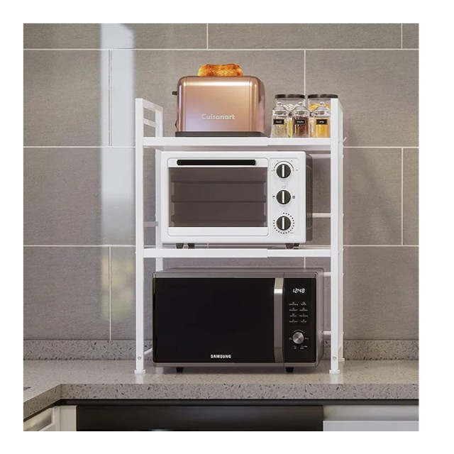 Επεκτεινόμενη Μεταλλική Ραφιέρα Πάγκου για Φούρνο Μικροκυμάτων με 2 Ράφια και Αξεσουάρ 40-60 x 32 x 80 cm Χρώματος Λευκό Shally Dogan 02839588