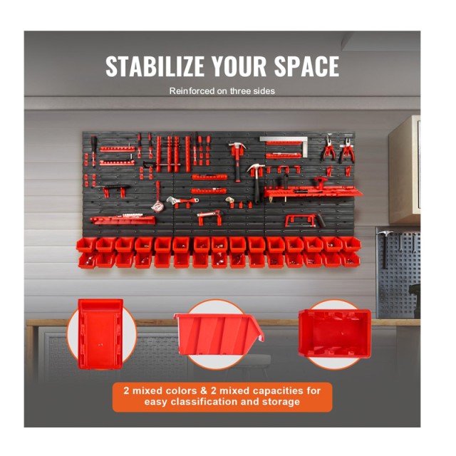 Επιτοίχιο Σύστημα Αποθήκευσης Εργαλείων με 30 Σκαφάκια VEVOR BGSWLXGJBGWLFKK39V0