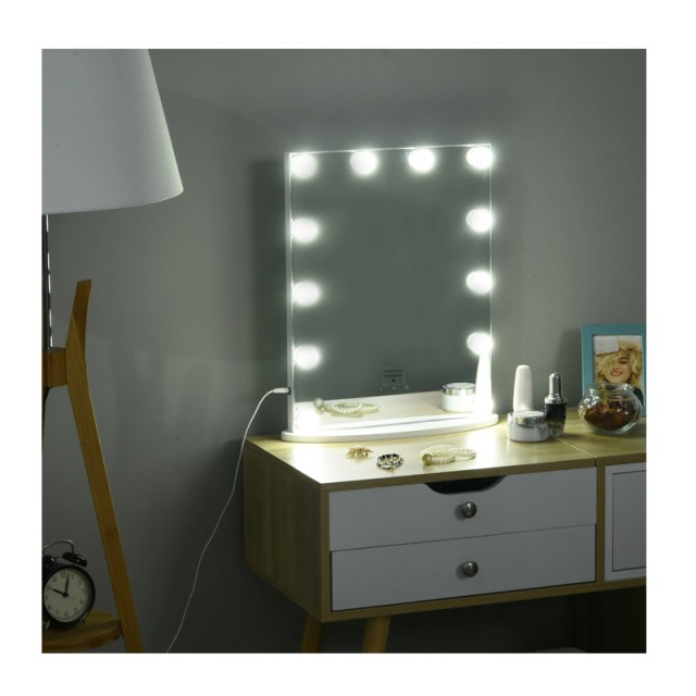 Επιτραπέζιος Καθρέπτης με LED Φωτισμό 41.5 x 13.5 x 51 cm HOMCOM 831-329