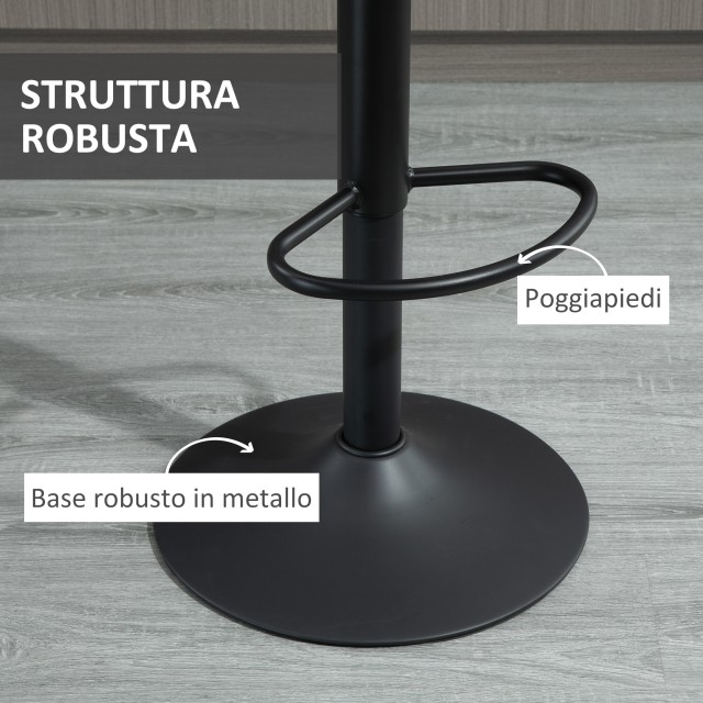 HOMCOM Σετ 2 σκαμπό μπαρ με πλάτη, υποπόδιο και ρυθμιζόμενο ύψος βιομηχανικό στυλ, γκρι 835-228GY