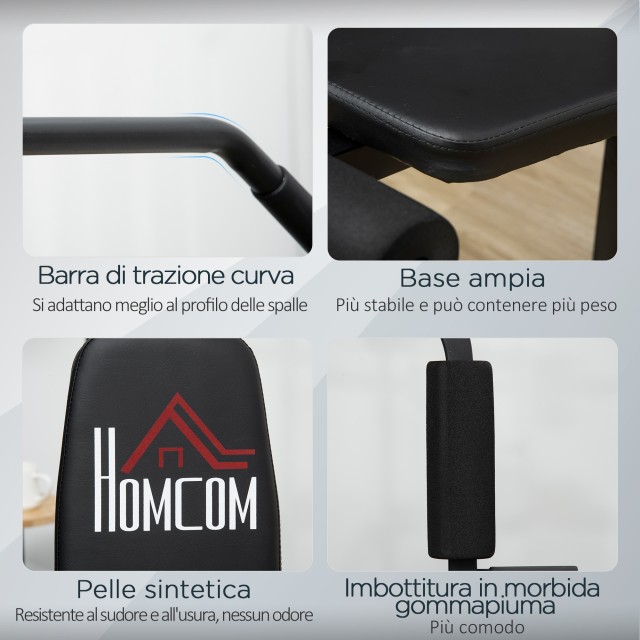 HOMCOM Multifunction Fitness Station Power Tower με βάρη έως 45 κιλά και πάγκο με επένδυση, 135x103x210 cm A91-177
