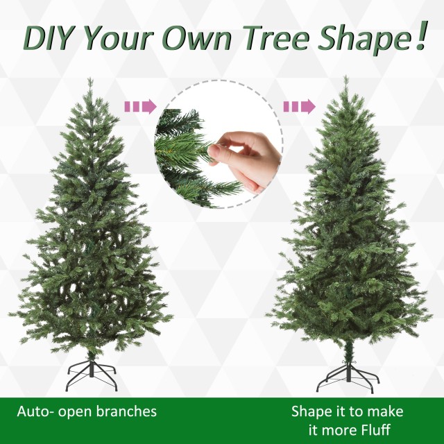 Τεχνητό Χριστουγεννιάτικο Δέντρο 210 cm με Πτυσσόμενη και Αφαιρούμενη Βάση Homcom 830-303