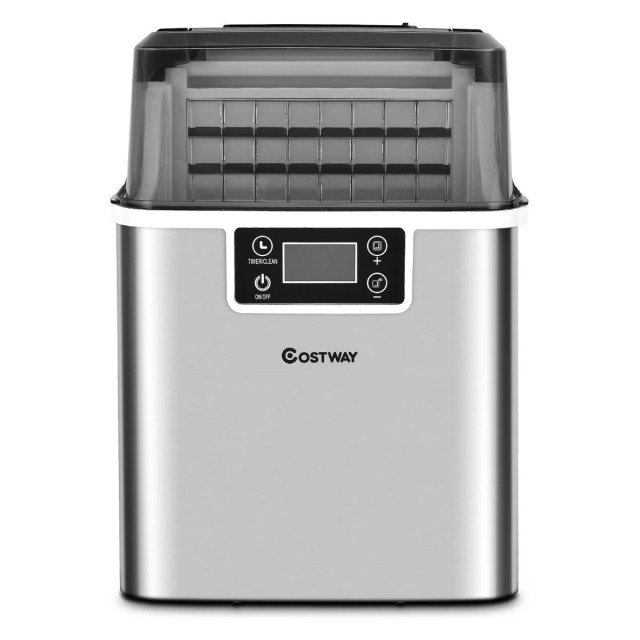 Ανοξείδωτη Παγομηχανή 3,2 L με Άνω Είσοδο 25 x 36 x 38 cm -  Ασημί ES10324DE-SL Costway