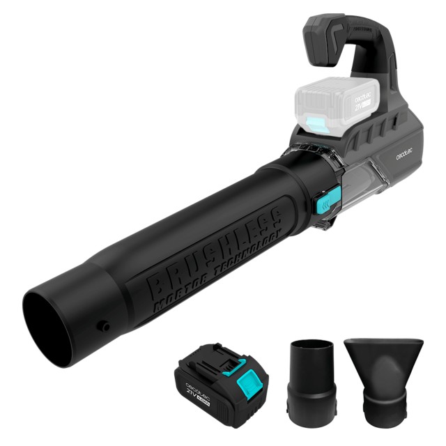 Cecotec Φυσητήρας 4000 Bazooka Turbo με Μπαταρία 21V. Κινητήρας χωρίς ψήκτρες, με Τεχνολογία Xmotor. Ταχύτητα έως 200km/h. Όγκος έως 740 m³/h. Λειτουργία turbo. CEC-102510