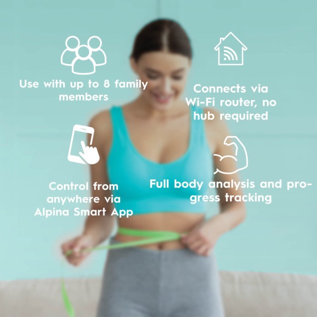 ALPINA  Ζυγαριά Alpina Smart Home με Ανάλυση Σώματος και Εφαρμογή WIFI Μέγιστο 180kg 02841694