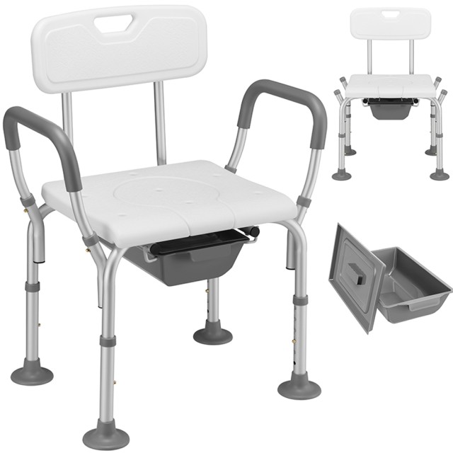 BAKAJI Ρυθμιζόμενο Καθίστες Αλουμινίου για Ηλικιωμένους και Άτομα με Αναπηρίες για Τοποθέτηση σε WC Μπάνιου 02001898