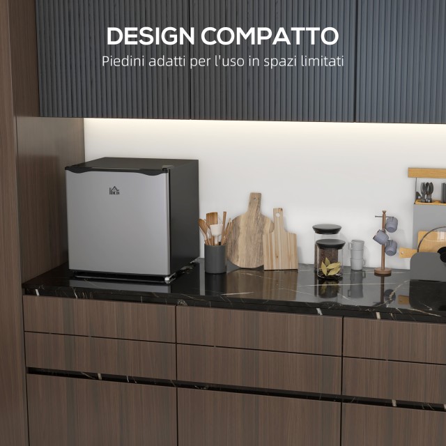 HOMCOM Φορητό Ψυγείο 35L με Αφαιρούμενο Ράφι και Ρυθμιζόμενη Θερμοκρασία, 47x44.2x48.8 εκ., Ασημί 800-127V90SR