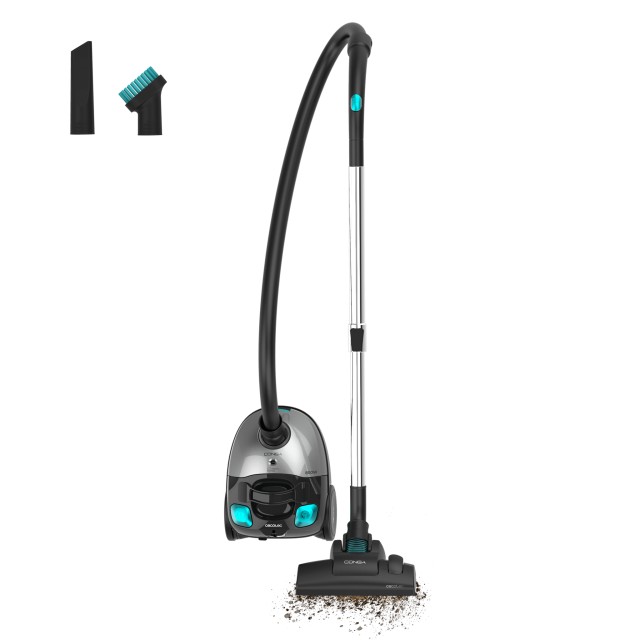 CECOTEC Ηλεκτρική Σκούπα Σακούλας 800W 2L Conga Powerbag 2000 Compact Plus με Μεταλλικό Τηλεσκοπικό Σωλήνα και Αξεσουάρ για Έπιπλα & Γωνίες CEC-115424